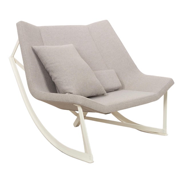 Grey Fabric Sway Rocking Lounge Chair with White Frame by Markus Krauss For Sale