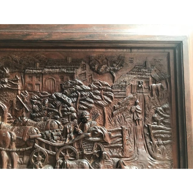 Bas-Relief in Wood by M. Arendt for Village Scene, 1940s For Sale - Image 10 of 18