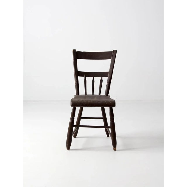 Antique Plank Seat Farmhouse Chair For Sale - Image 4 of 10