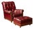 Vintage Tufted Leather Chesterfield Armchair and Ottoman Set in Burgundy For Sale