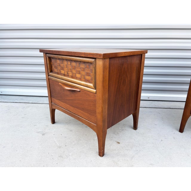 Brown 1960s Pair of Mid Century Walnut Nightstands by Lane For Sale - Image 8 of 12