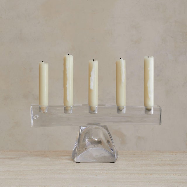 Modern French Crystal Candelabra in the Manner of Daum, 1960s For Sale - Image 3 of 8