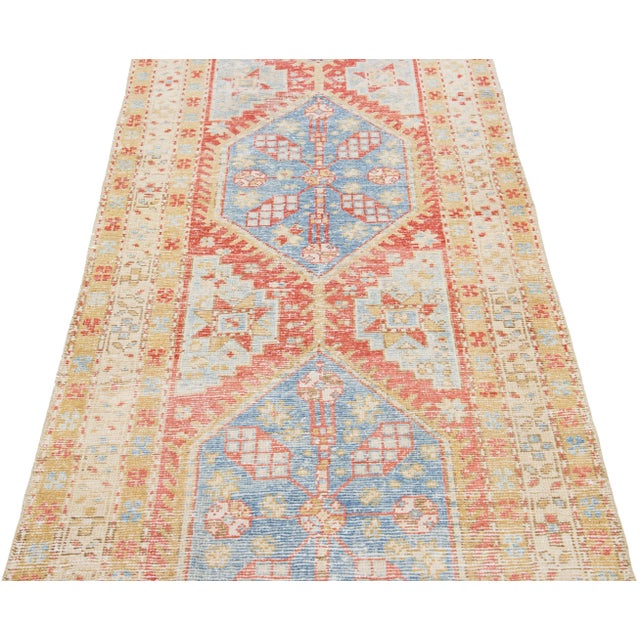 Tribal Antique Persian Heriz Handmade Multicolor Wool Runner With Tribal Pattern For Sale - Image 3 of 7