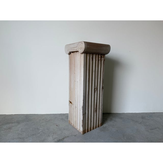 Wood 1980's Vintage Carved Wood Capital Column Design Pedestal For Sale - Image 7 of 12