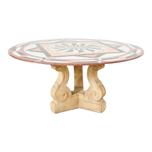 Michael Taylor Attributed Stone Pietra Dura Marble Center Table