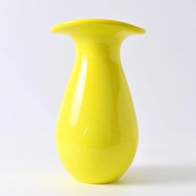 Bright Yellow Glass Vase, 1990s | Chairish