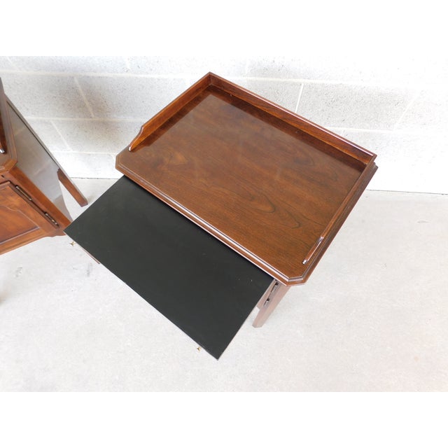 Drexel Drexel Furniture Vintage Cherry Georgian Style Nightstands - A Pair For Sale - Image 4 of 16