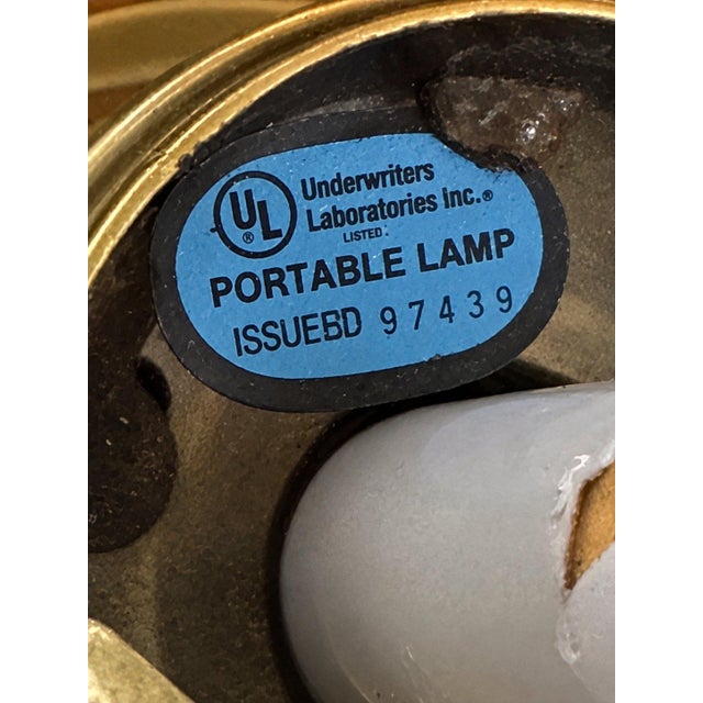 Vintage Cut Glass Portable Table Lamp Brass For Sale In Pittsburgh - Image 6 of 7