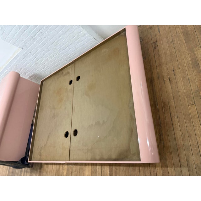 Very rare 1980 Postmodern Pink Laminate Bullnose Queen Platform Bed