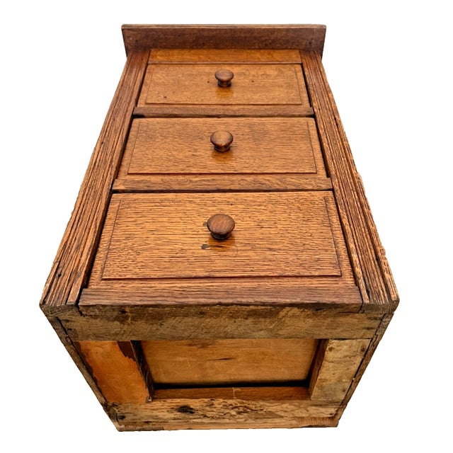 Antique Nightstand, Small Chest, Mission Arts & Crafts Quarter Sawn Oak 3 Drawer For Sale - Image 11 of 11