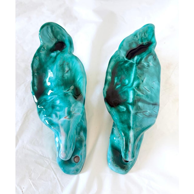 Handcrafted Teal Enameled Door Handles by Gabbianelli, 1950s, Set of 2 For Sale - Image 9 of 18