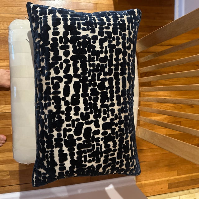 Handcrafted decorative pillowcase, Royal blue velvety with cream beige background. Selling only the pillowcase 14”x20”,...