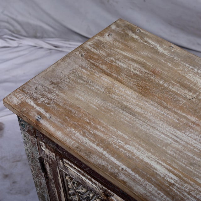 Brown Nightstand Made From Antique Indian Teakwood Architectural Elements For Sale - Image 8 of 8