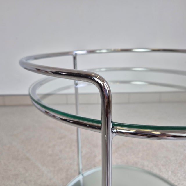Bauhaus 2-Tiered Bar Cart in Chrome and Glass, 1980s, in Very Good conditions. Designed 1980 to 1989