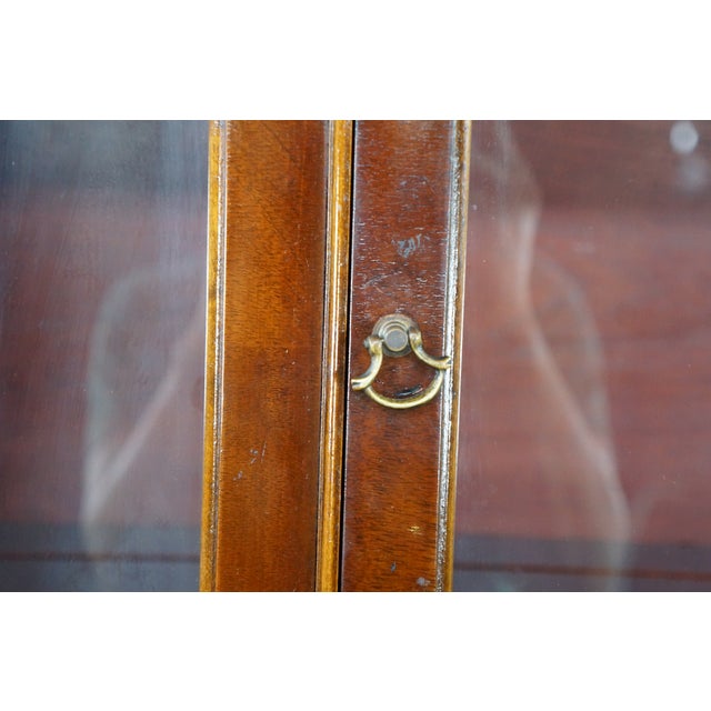 Mid Century Sheraton Style Mahogany Bow Front China Curio Display Cabinet 82" For Sale - Image 16 of 18