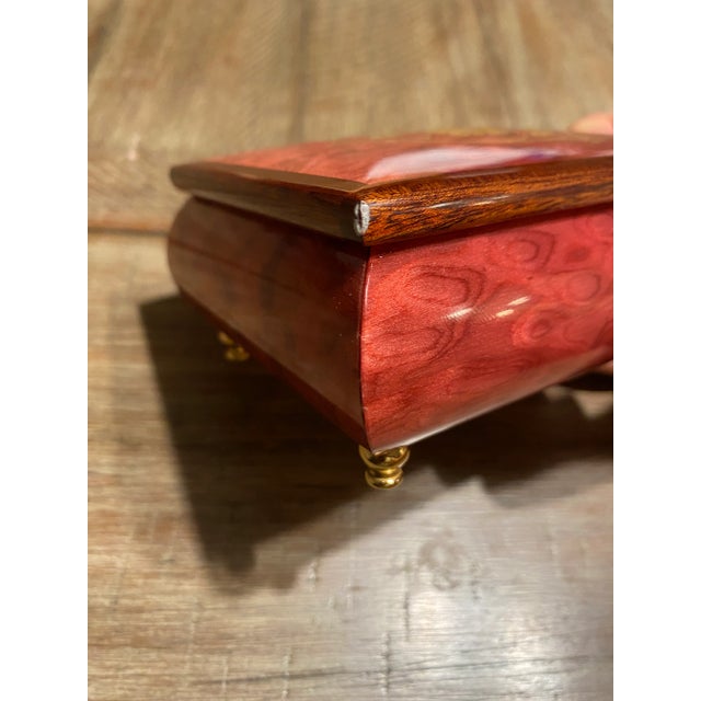Wood Late 20th Century Reuge 6257 Violet Stained Wooden Music and Jewelry Box For Sale - Image 7 of 9