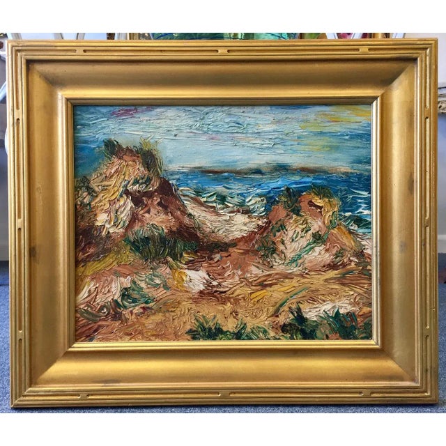 Love the dramatic texture and color of this painting! The original oil on canvas depicts Fire Island, New York. It's done...