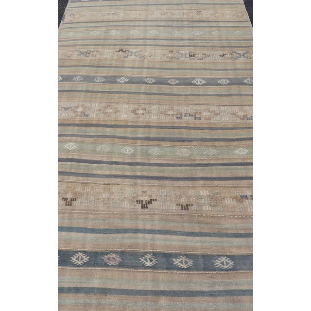 Taupe Vintage Hand Woven Turkish Kilim With Stripes in Light Taupe and Neutral Colors For Sale - Image 8 of 11