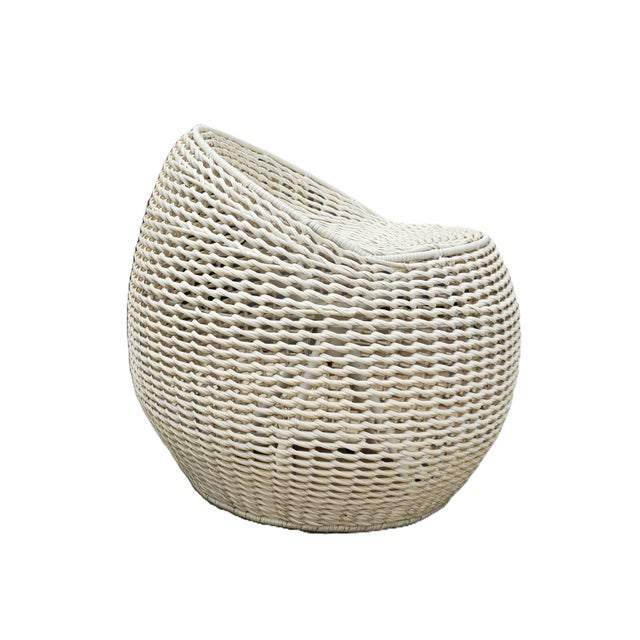 Powder-coated metal frame is intricately hand-woven with white all-weather synthetic wicker. Stool comes with a 360 degree...