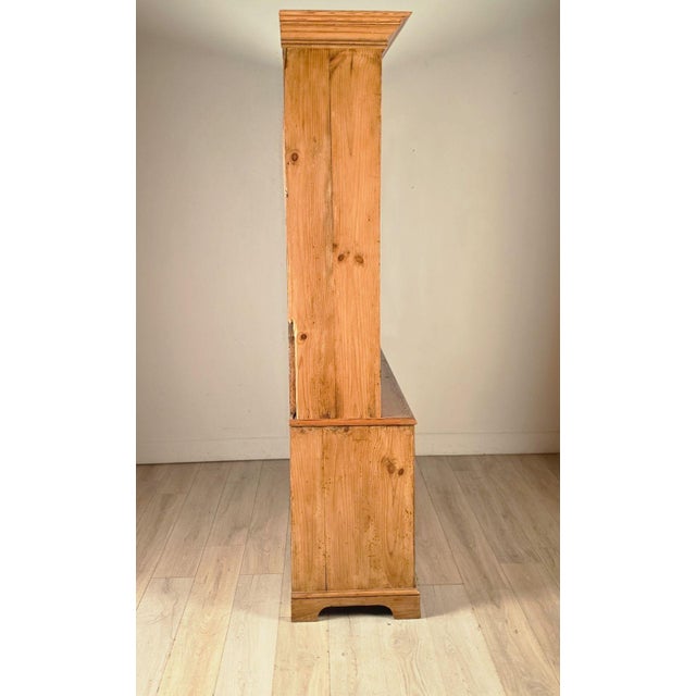 Wood Antique English Pine Breakfront Bookcase For Sale - Image 7 of 7