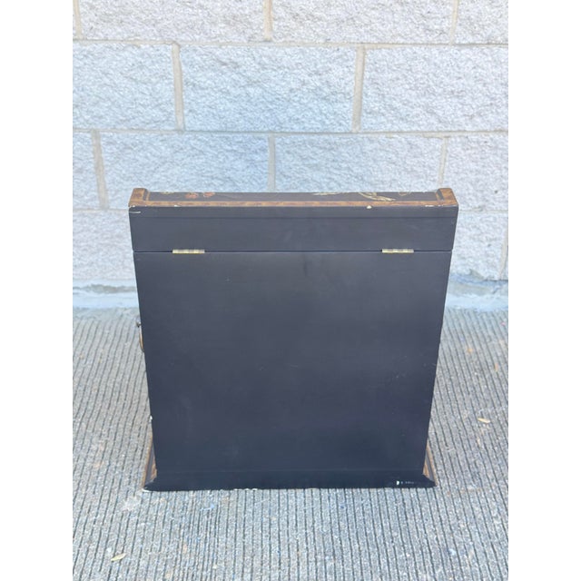 Wood Late 20th Century Chinoiserie Painted Lift-Top Storage Cabinet With Floral and Bird Motif For Sale - Image 7 of 12