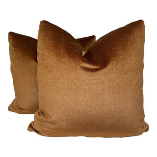 Copper Mohair 22" Pillows-a Pair For Sale