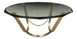 Modern Sculptural Brass & Glass Coffee Table After Roger Sprunger