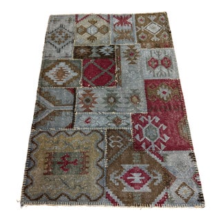 4ft × 5ft 11in Patchwork Stonewashed Kilim Rug For Sale