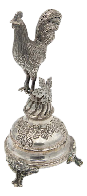 Silver Toothpick Holder with Rooster