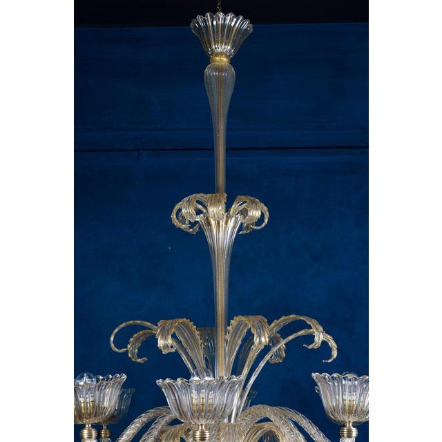 Glass Art Deco Mounted Murano Glass Chandelier by Ercole Barovier, 1940 For Sale - Image 7 of 17