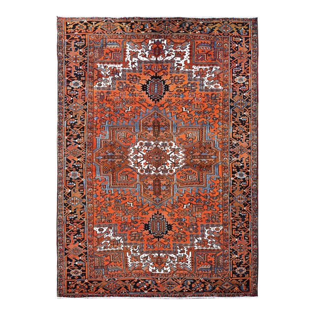 Vintage Persian Heriz Medallion Rug, Rust, 1960s For Sale