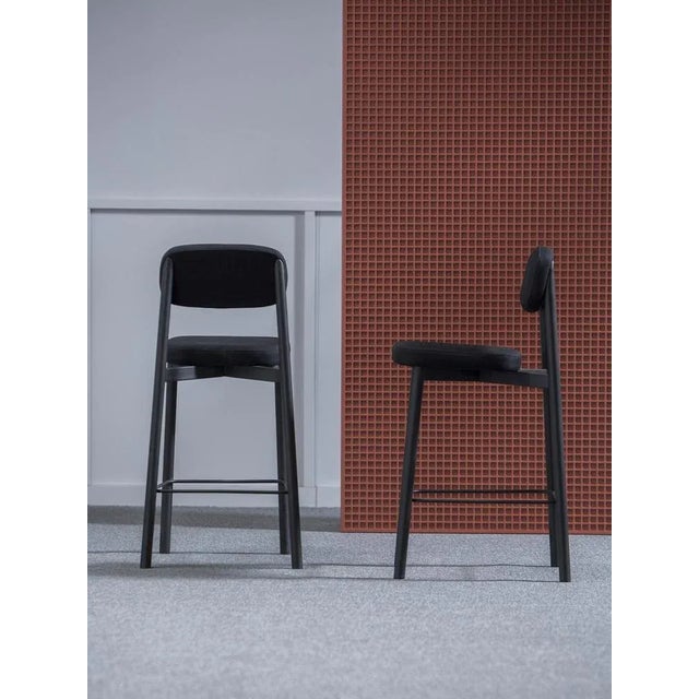 Contemporary Black Residence 65 Counter Chairs by Jean Couvreur for Kann Design, Set of 6 For Sale - Image 3 of 5