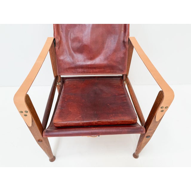 Vintage KK47000 Safari Chair in Leather by Kaare Klint for Rud Rasmussen, Denmark, 1930s For Sale - Image 9 of 12