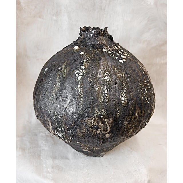 Shou Sugi Ban Moon Vase Handmade For Sale - Image 10 of 14