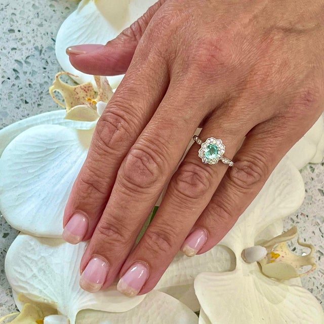 Natural Colombian Emerald Diamond Ring Size 6.5 14k W Gold 0.80 TCW Certified $4,750 216667 Nothing says, “I Love you”...