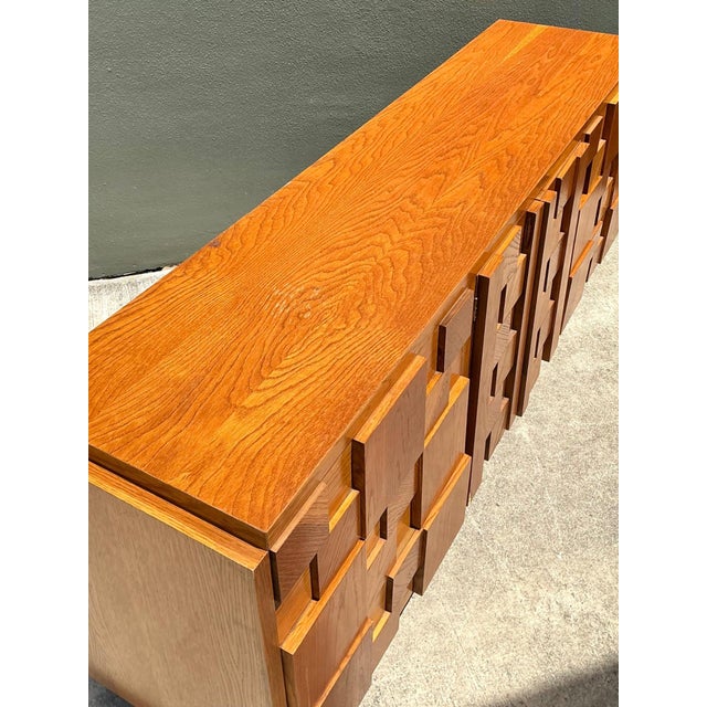 Wood Vintage Lane Brutalist “Staccato” Mosaic Dresser For Sale - Image 7 of 15