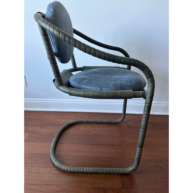 Ochre Attributed Ochre Caribou Leather Chairs Set of 3 For Sale - Image 4 of 11
