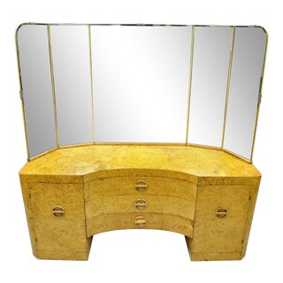 1940s Art Deco Birdseye Maple Vanity For Sale