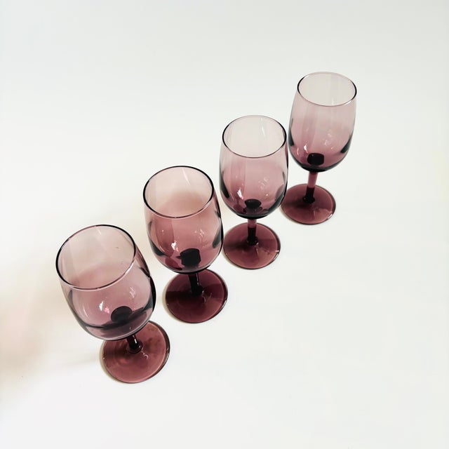 Mid-Century Modern Vintage Purple Wine Glasses - Set of 4 For Sale - Image 3 of 7