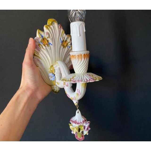 Vintage Italian Ceramic Sconces, 1960s, Set of 2 For Sale - Image 10 of 11