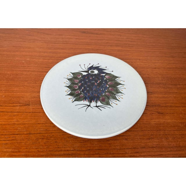 Mid-Century Modern Danish Crazy Bird Design Plate Coaster by Beth Breyen for Royal Copenhagen For Sale - Image 11 of 15