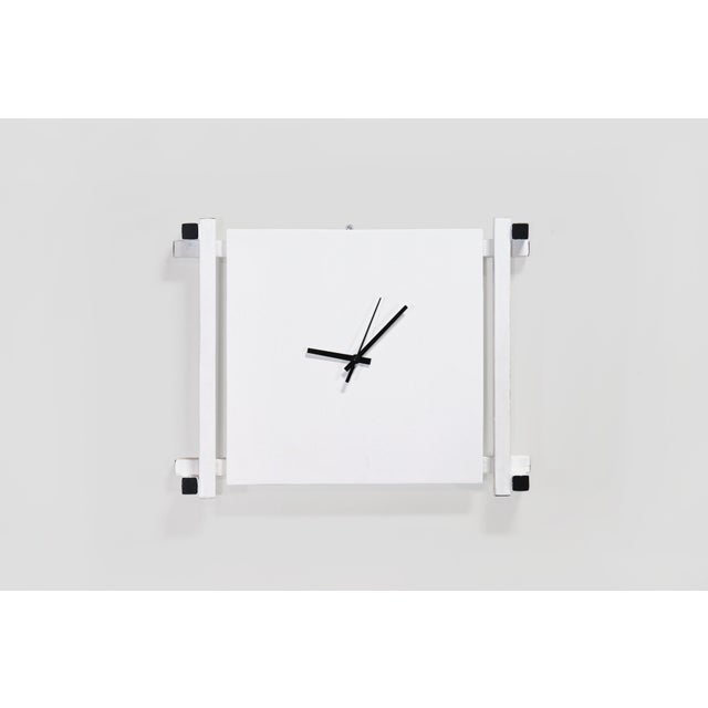 White Wall Clock in the style of Gerrit Rietveld, 1980s For Sale - Image 4 of 4