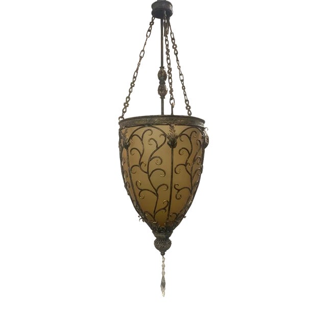 Golden Iron and Glass Lanterns, 1970s For Sale