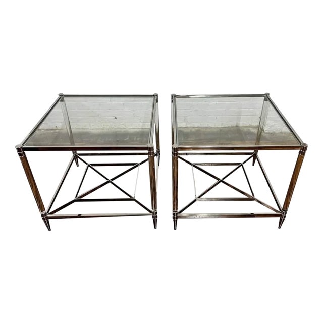Pair of Bernhardt Square Acrylic End Tables For Sale