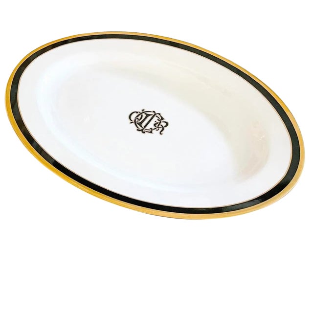 Vintage Christian Dior fine porcelain serving platter in the very elegant Black Monogram pattern made in the early 1990s....