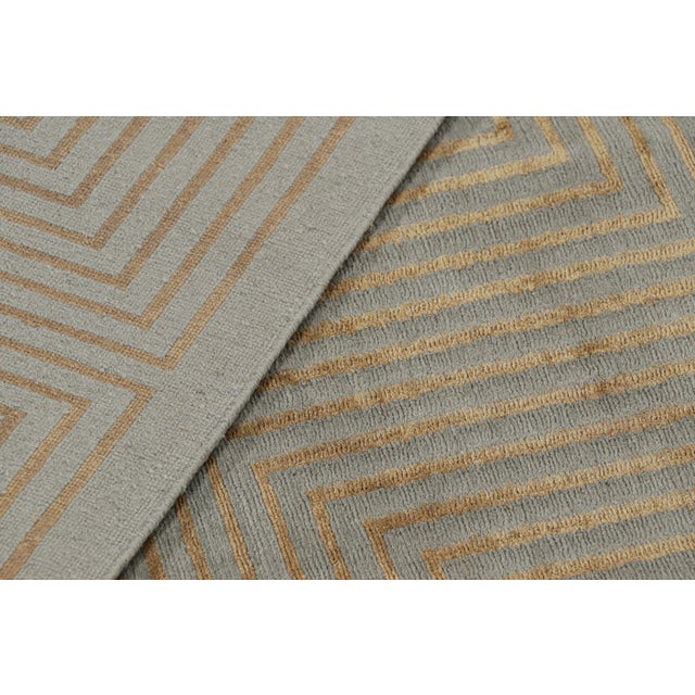 Gray Rug & Kilim’s Cubist Style Rug in Gray With Bronze Geometric Patterns “Dorian” For Sale - Image 8 of 8