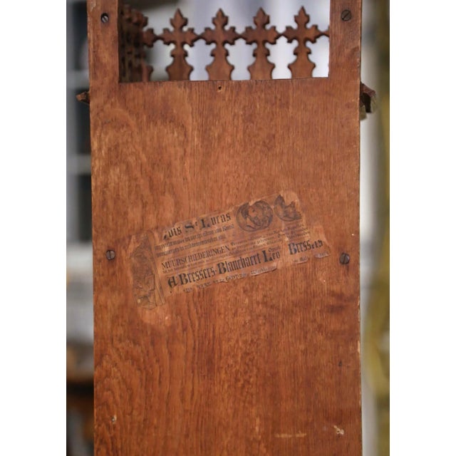 18th Century French Polychrome Carved Moses Sculpture in Gothic Oak Shrine For Sale - Image 9 of 12