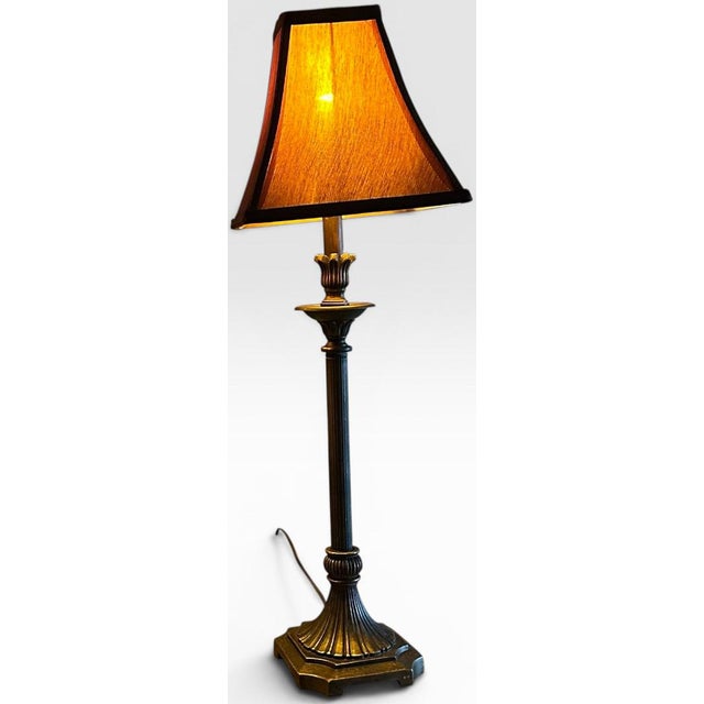 Late 20th Century Late 20th Century Contemporary Neoclassical Bronze Finished Fluted Buffet Lamps - A Pair For Sale - Image 5 of 16
