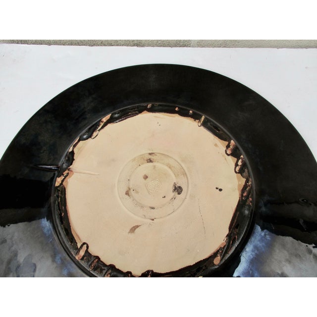 Black Art Brut Stoneware Horse Charger Circa 70s For Sale - Image 8 of 11