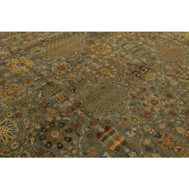Green Modern Tabriz Style Oversized Wool Rug in Green With Floral Design For Sale - Image 8 of 10